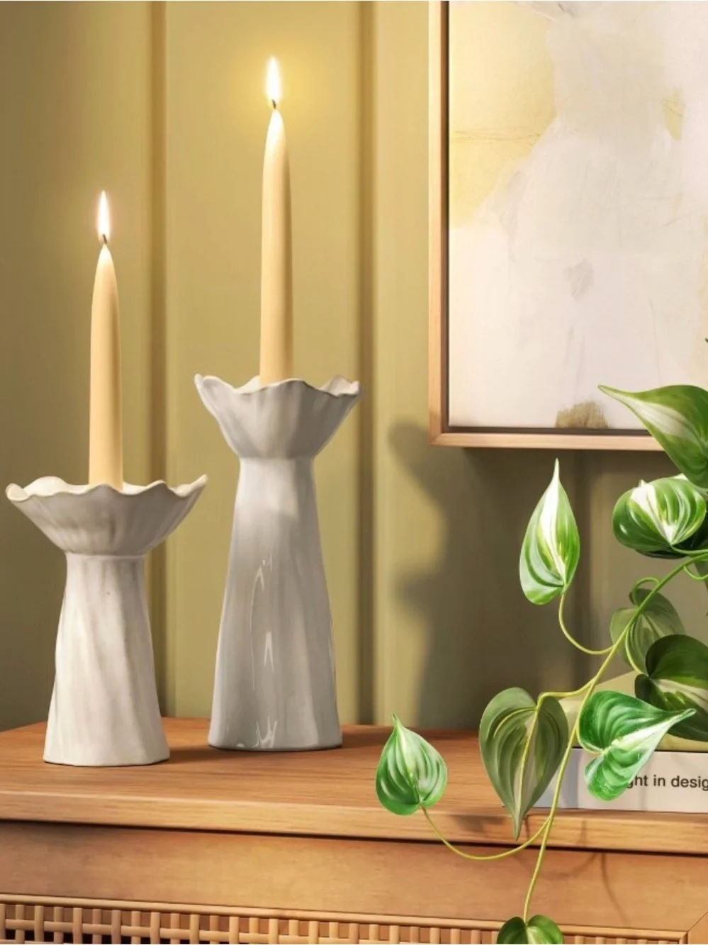 Tall & Short Sculpted Foliage Taper Candle Holder - Threshold™
